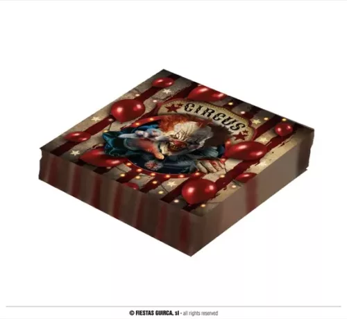 SACHET 210 SERVIETTES DE TABLE CLOWN 16X16 CMS