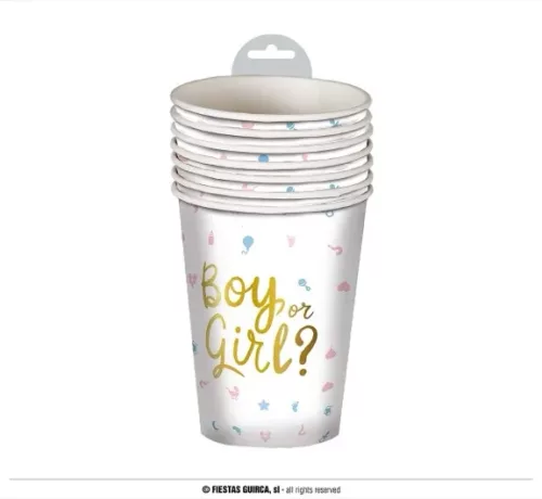 SACHET 6 GOBELETS IT'S A BOY OR IT'S A GIRL