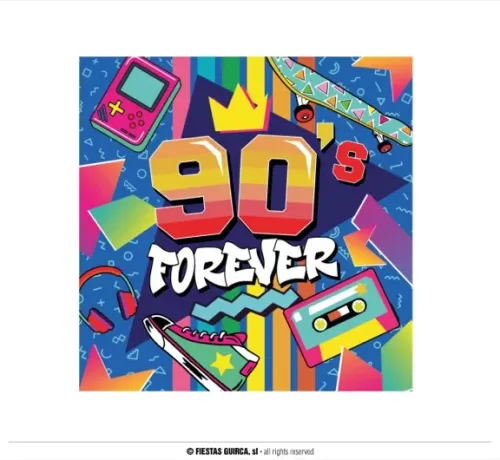 SACHET 20 SERVIETTES 90S, 16X16 CMS