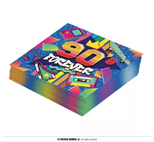 SACHET 20 SERVIETTES 90S, 16X16 CMS – Image 2