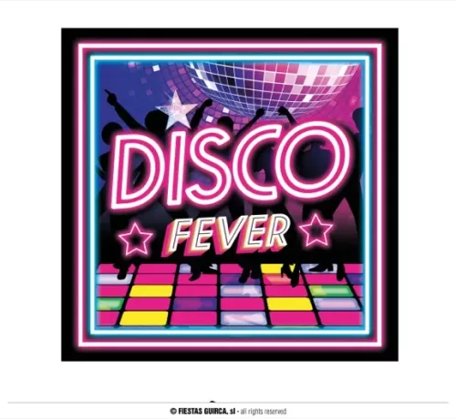 SACHET 20 SERVIETTES DISCO FEVER, 16X16 CMS – Image 2