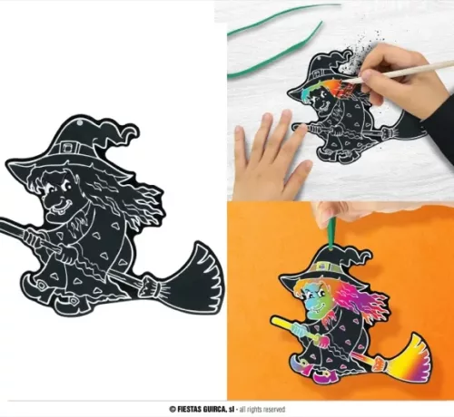 SAC DE 6 SILHOUETTES D'HALLOWEEN À COLORIER 14 CMS