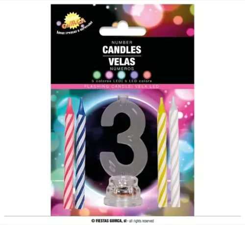 PORTE BOUGIE LED Nº 3 AVEC 4 BOUGIES, 13 CMS