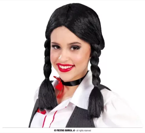 PERRUQUE TRESSES NOIRE (BOÎTE)