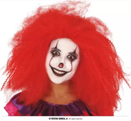 PERRUQUE CLOWN ROUGE AVEC BOÎTE