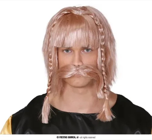 PERRUQUE + MOUSTACHE VIKING BLONDES (BOÎTE)