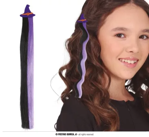 MÈCHE SORCIÈRE VIOLET ET NOIR 40 CMS