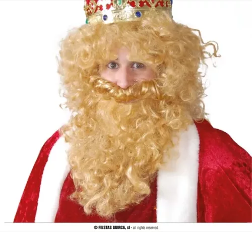 PERRUQUE ET BARBE ROI BLOND (BOÎTE)