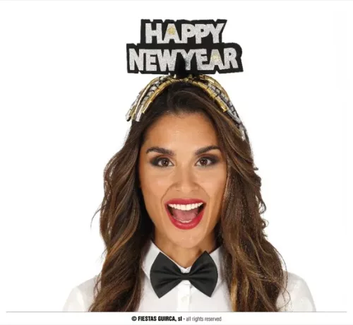 SERRE-TETE "HAPPY NEW YEAR" ARGENT & OR