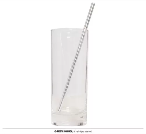 SACHET 12 PAILLES ARGENTÉES 6X200 MM – Image 2