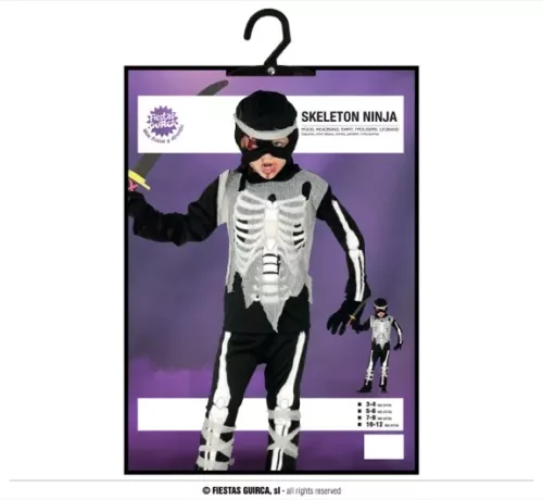 NINJA SQUELETTE ENFANTS TAILLE 3-4 ANS – Image 3