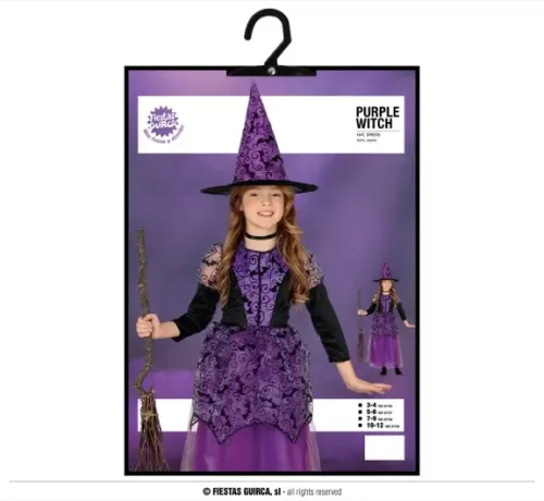PETITE SORCIÈRE LILAS ENFANTS TAILLE 5-6 ANS – Image 3