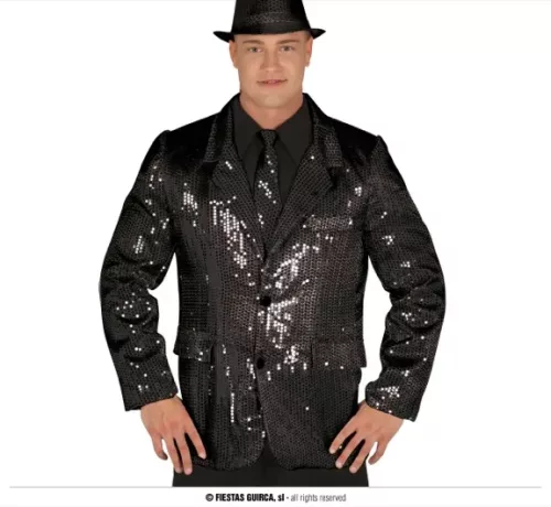 VESTE SEQUINS NOIRS ADULTE 48 50 M