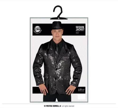VESTE SEQUINS NOIRS ADULTE 48 50 M – Image 2