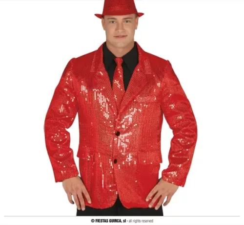 VESTE SEQUINS ROUGES ADULTE 52 54 L