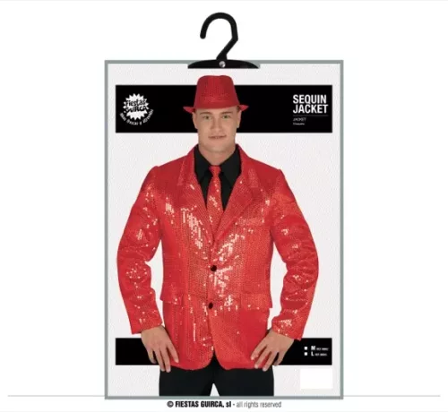 VESTE SEQUINS ROUGES ADULTE 52 54 L – Image 2