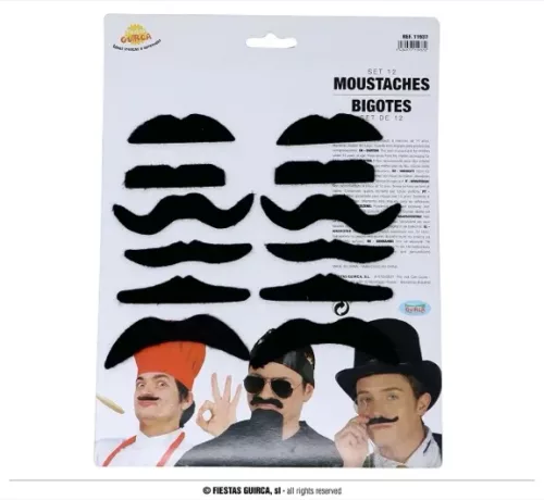 SET DE 12 MOUSTACHES ADHÉSIVES
