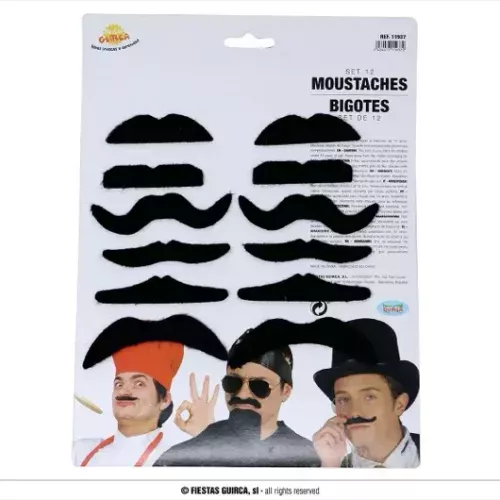 SET DE 12 MOUSTACHES ADHÉSIVES