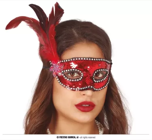 LOUP BRILLANT ROUGE AVEC PLUME – Image 2