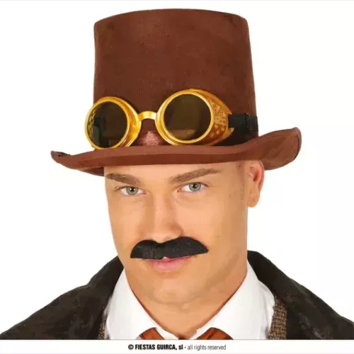 CHAPEAU HAUT DE FORME STEAMPUNK AVEC LUNETTES