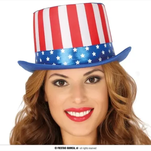 CHAPEAU HAUT DE FORME DRAPEAU AMERICAIN