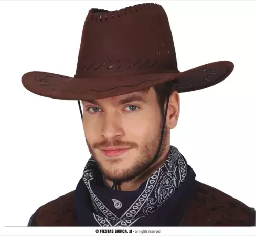 CHAPEAU COWBOY MARRON FONCÉ SIMILI CUIR