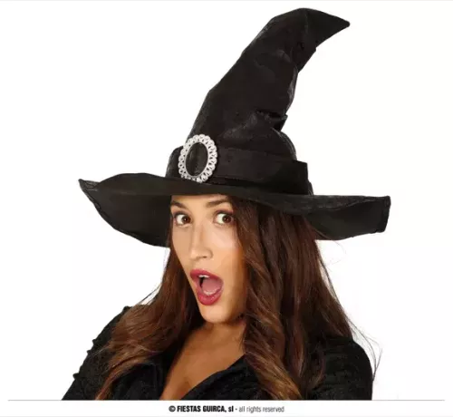 CHAPEAU SORCIÈRE NOIR SEMBLABLE AU CUIR
