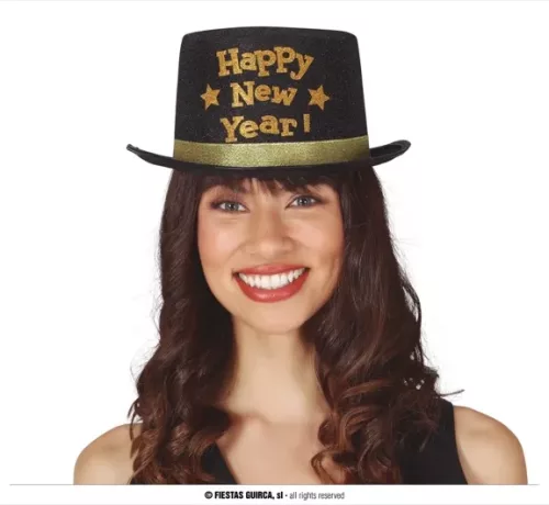 HAUT-DE-FORME "HAPPY NEW YEAR" NOIR
