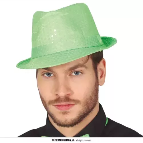 CHAPEAU BANDIT SEQUINS VERT FLUO