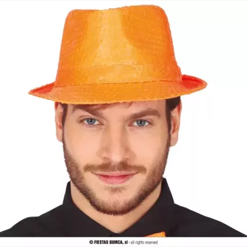 CHAPEAU BANDIT SEQUINS ORANGE FLUO