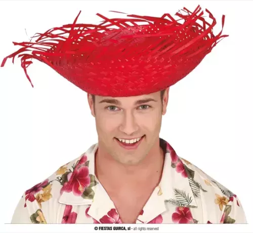 CHAPEAU EPOUVANTAIL PAILLE ROUGE