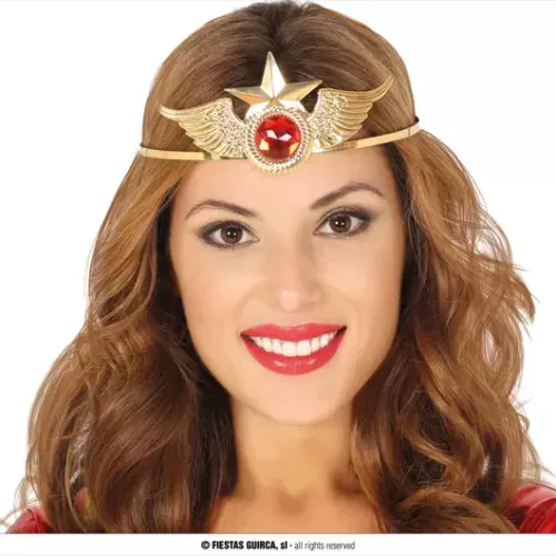 DIADEME METALLIQUE DOREE SUPER HEROINE