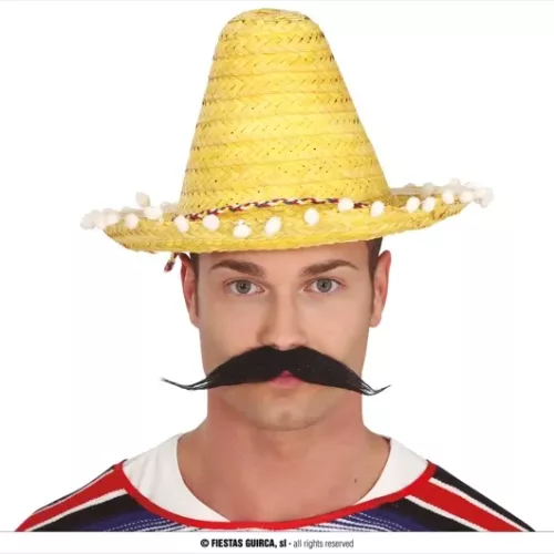 CHAPEAU PAILLE MEXICAIN 33CMS JAUNE