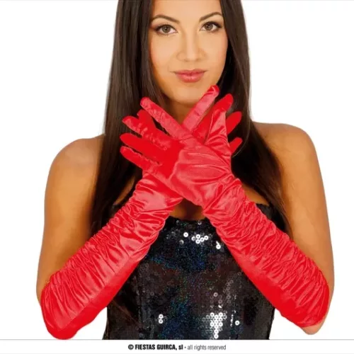 GANTS PLISSÉS ROUGES 38 CM