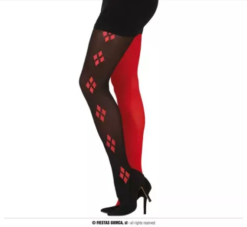 COLLANTS ARLEQUIN ROUGE/NOIR POUR ADULTE