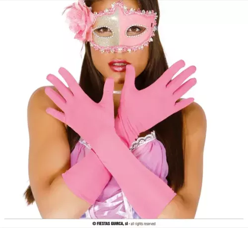 PAIRE DE GANTS ROSES 45 CM