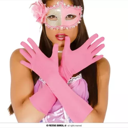 PAIRE DE GANTS ROSES 45 CM