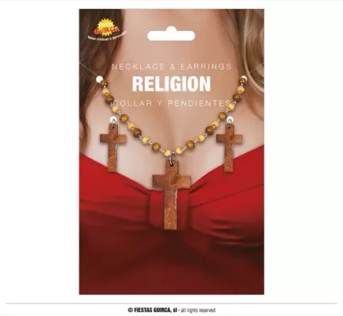 SET BOUCLES D'OREILLES CROIX ET CHAPELET