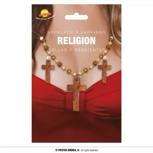 SET BOUCLES D'OREILLES CROIX ET CHAPELET