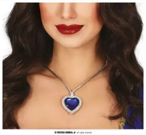 COLLIER COEUR BLEU, MÉTALIQUE
