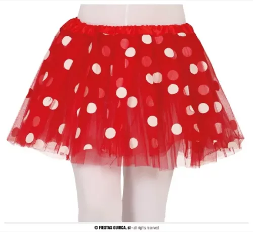 TUTU ROUGE À POIS BLANCS, 30 CMS. ENFANT