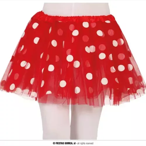 TUTU ROUGE À POIS BLANCS, 30 CMS. ENFANT
