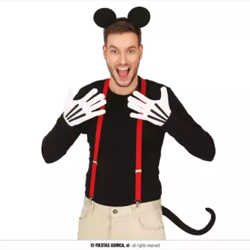 SET SOURIS : DIADÈME, GUANTS, QUEUE ET BRETELLES