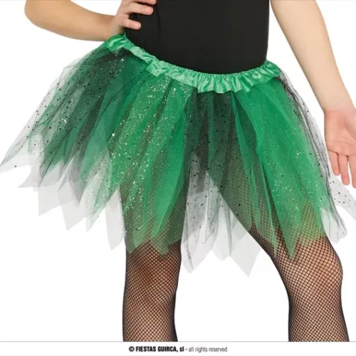 TUTU, ENFANTS, VERT-NOIR BRILLANT 30 CMS