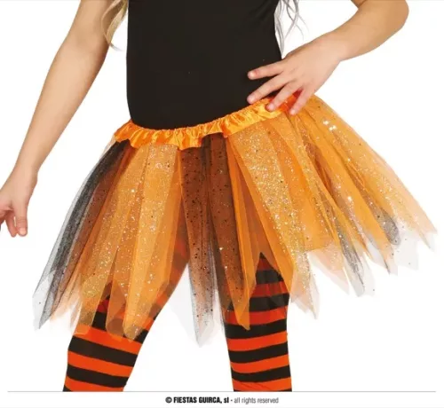 TUTU ENFANT ORANGE-NOIR BRILLANT 30 CMS