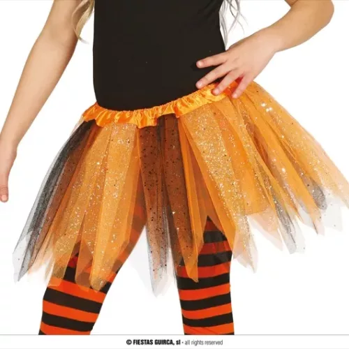 TUTU ENFANT ORANGE-NOIR BRILLANT 30 CMS