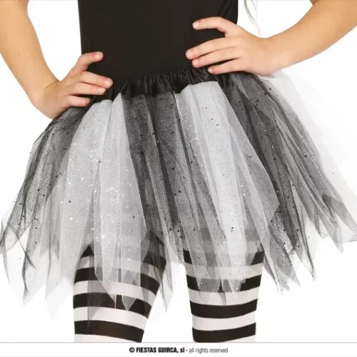 TUTU ENFANT BLANC-NOIR BRILLANT 30 CMS