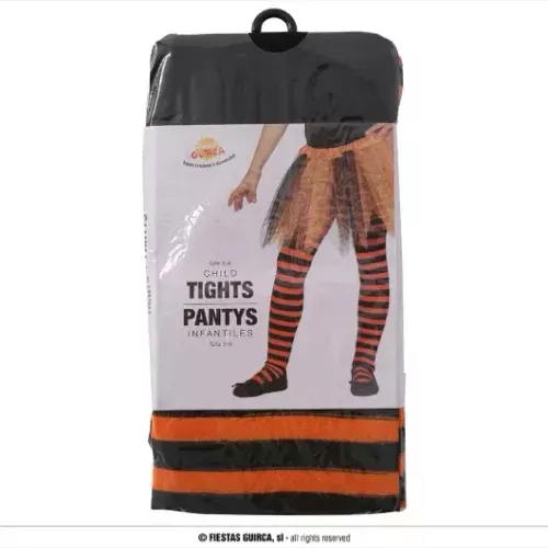 COLLANTS ORANGE AVEC RAYURES ENFANT