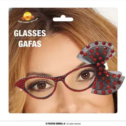LUNETTES ANNÉES 50 AVEC CORDON COULEUR ROUGE