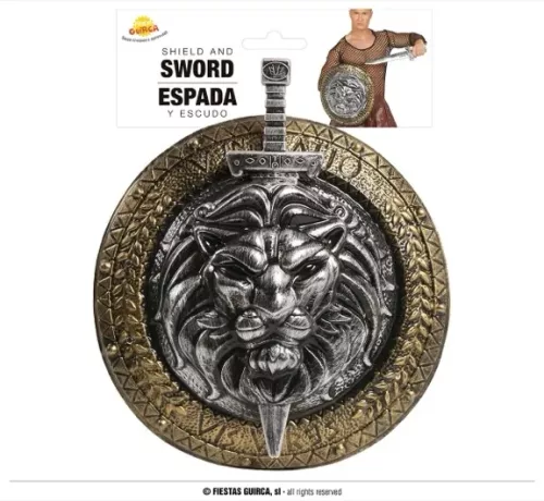 BOUCLIER 44 CMS. AVEC EPÉE 48 CMS., LION